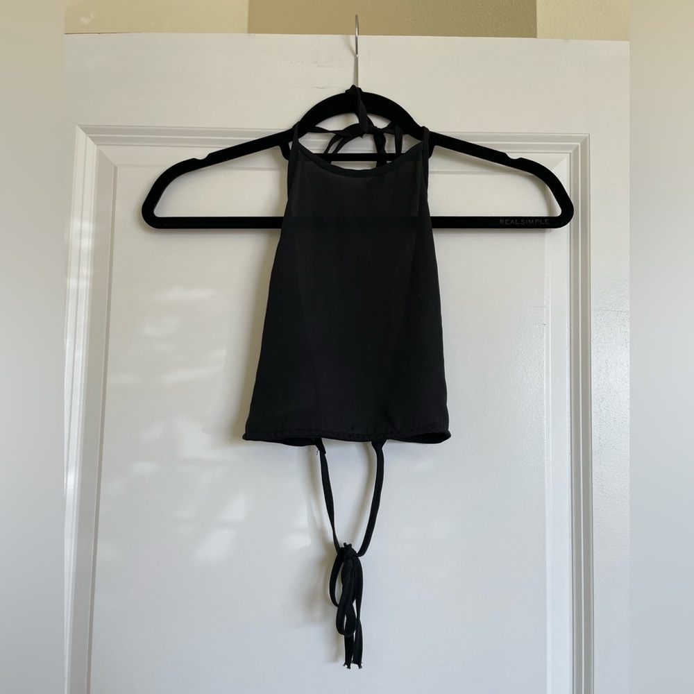 Brandy Melville John Galt Tie-Back Backless Halter Top in Black